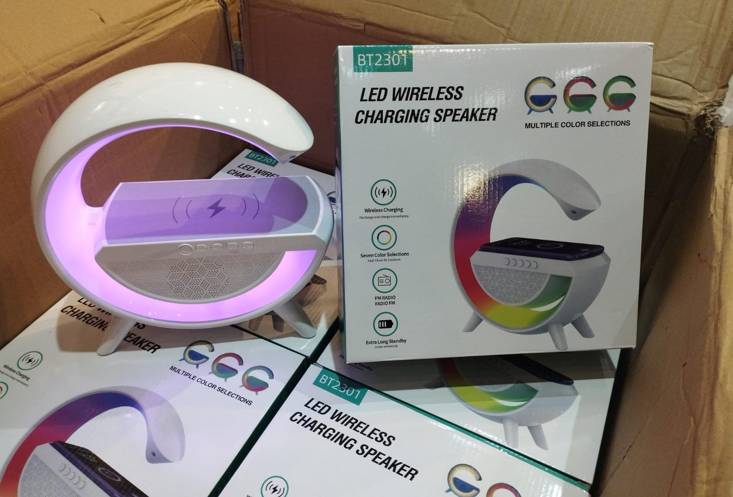 G Shaped LED Lamp Bluetooth Speaker With Wireless Charger/BT2301