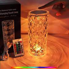 Crystal Diamond Table Lamp, 16 Color Changing Touch Lamp USB Romantic Rose Diamond Table Lamps Big